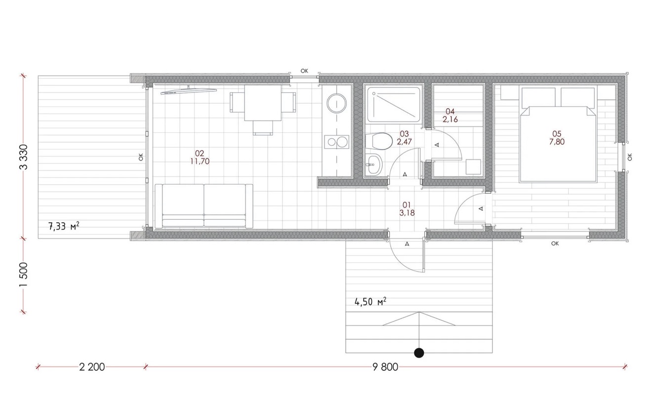 Модульный дом | Box 39-01 с сауной